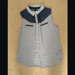 Forever21 Button-down Collared Tunic Top